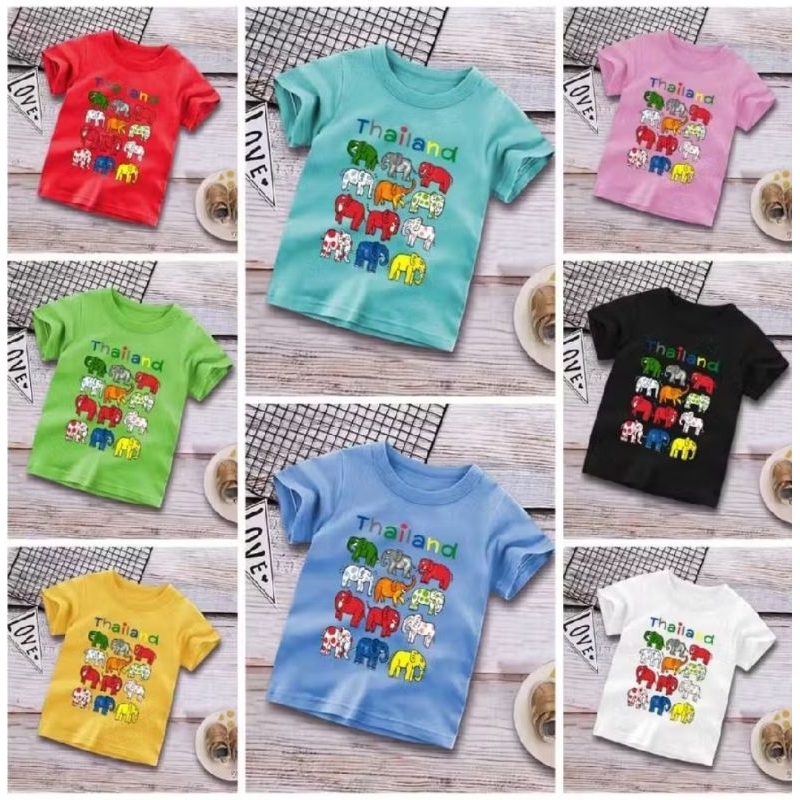 Kaos Atasan Anak Laki Laki Perempuan Baju Anak Cowok Cewek Gambar Gajah Kembar Thailand Warna baju o