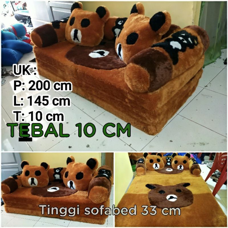 HEMAT  Kasur Lipat Bulu Rasfur Busa Royal / Kasur Bulu Santai / Sofa bed Karakter 200x140x10 cm