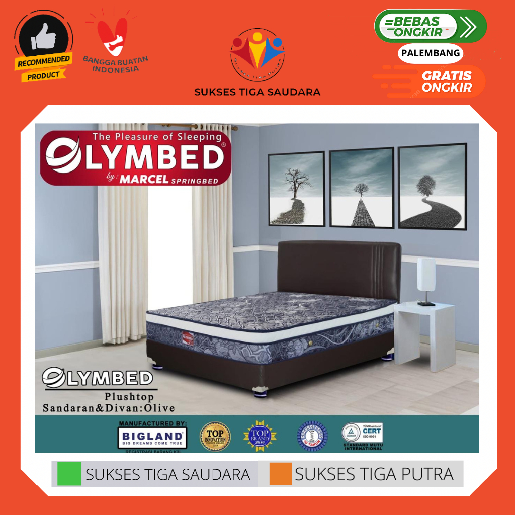 SPRINGBED BIGLAND KASUR MATRAS OLYMBED PLUSHTOP PILLOWTOP STANDARD / MATRAS PALEMBANG MURAH