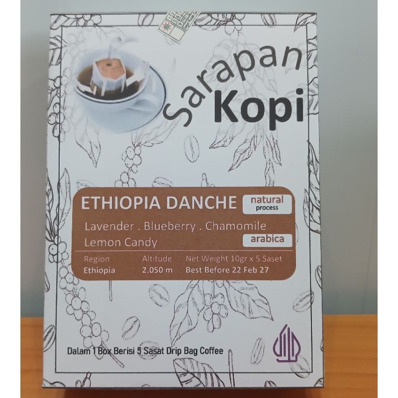

[Sarapan kopi] Kemasan Box isi 5 Saset - Coffee Drip Bag - ARABICA ETHIOPIA DANCHE (NATURAL PROSESS)