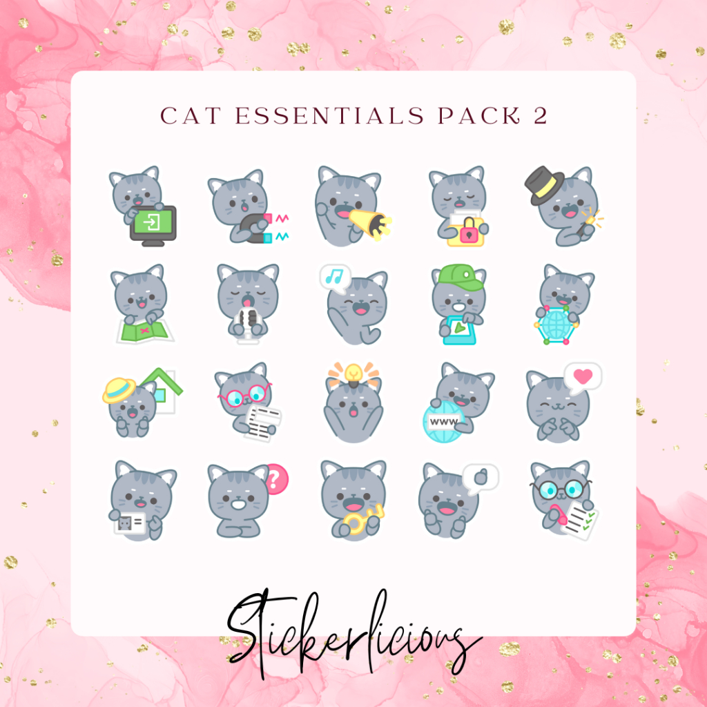 

Cat Essentials Pack 2 Sticker | Stiker Kucing | Vinyl | Matte | Doff