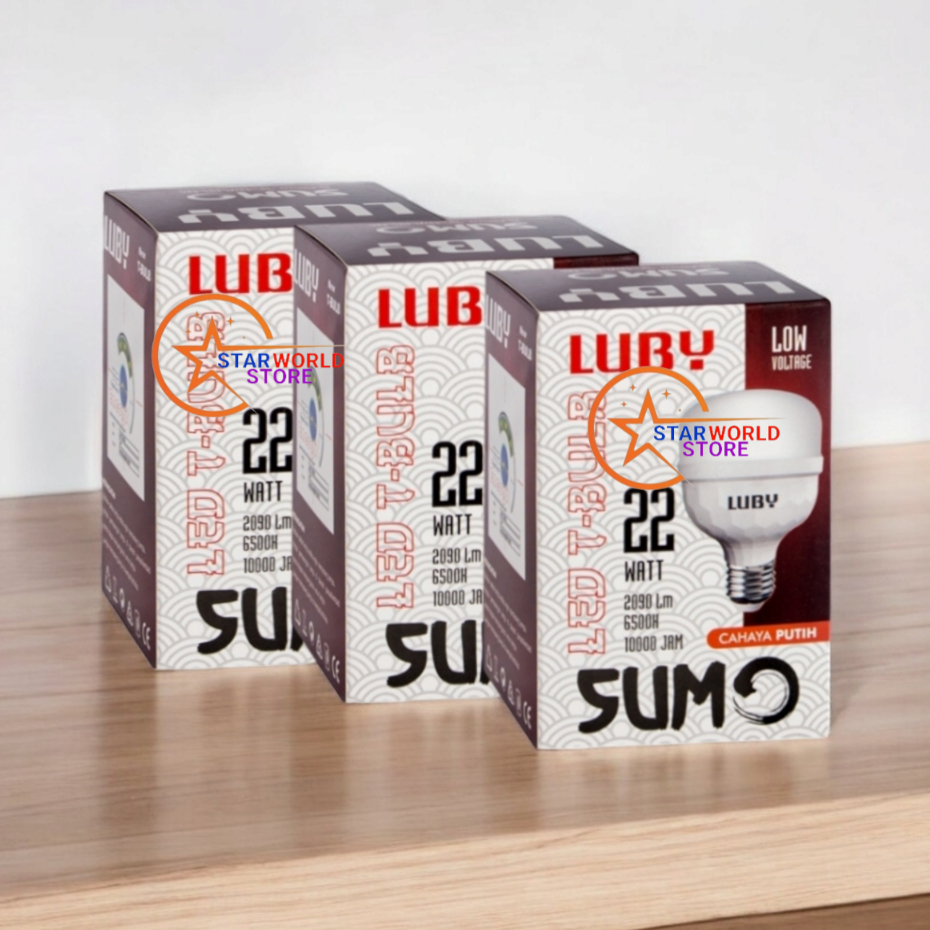 Paket 3 Pcs LUBY SUMO Lampu Bohlam LED 22 Watt / Paket Hemat 3 Pcs Lampu LED T-Bulb Luby Sumo 22W