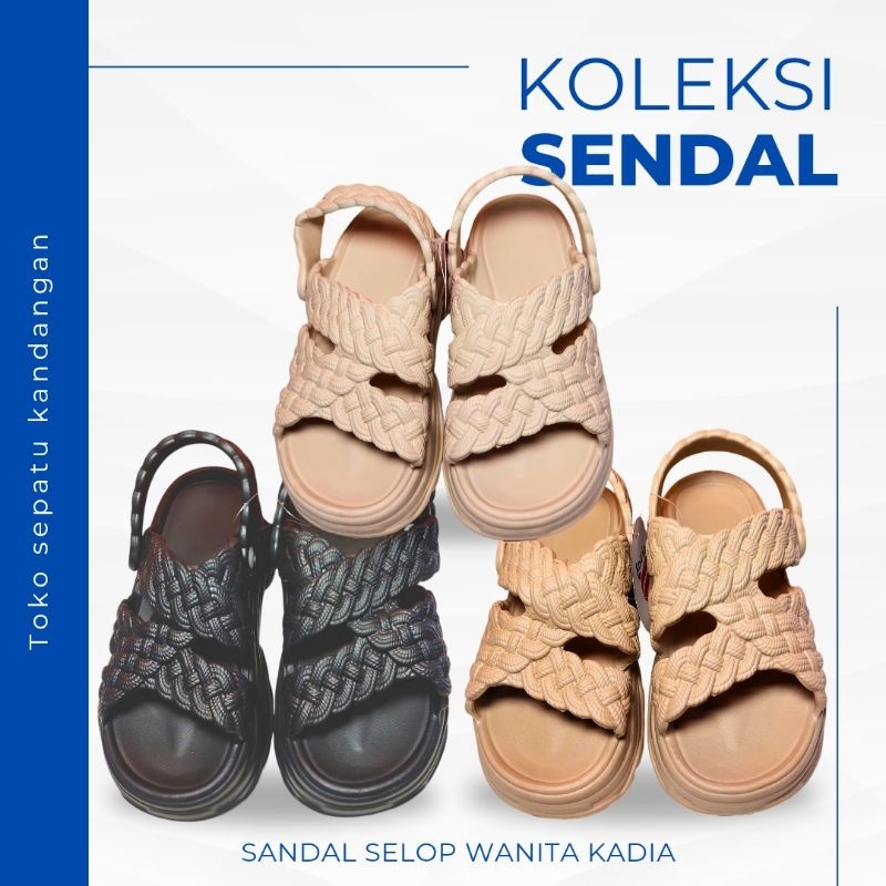 Sandal Wanita Kekinian Wedges Tinggi Kadia, Sandal Selempang Plastik Jelly Tahan Air, Sendal Cewek P