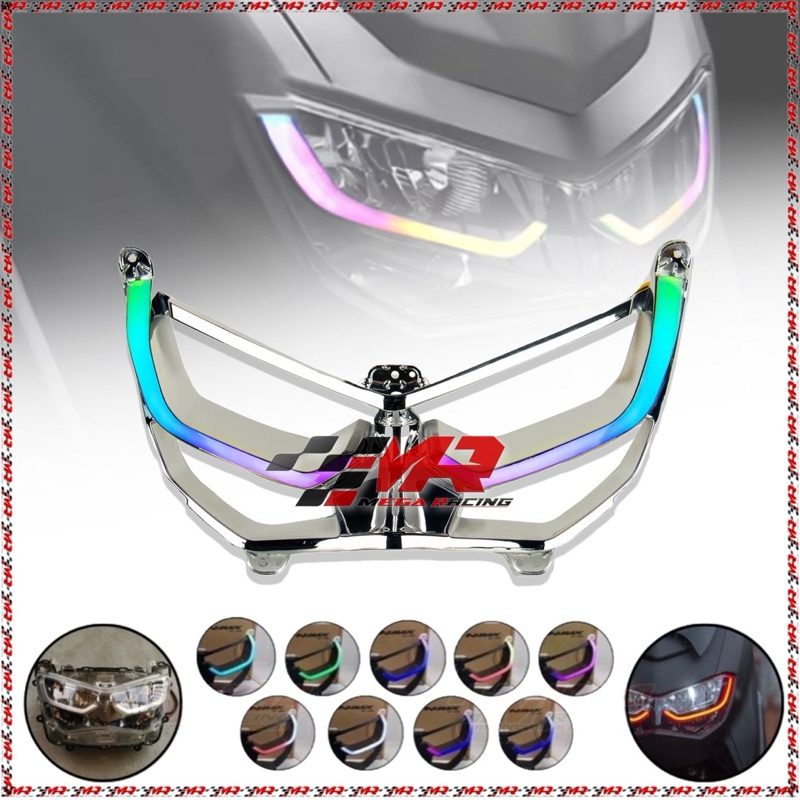 Lampu Alis DRL Depan Nmax New RGB Plus Frame Alis Nmax Lampu Senja Depan Nmax 2020 2021 2022