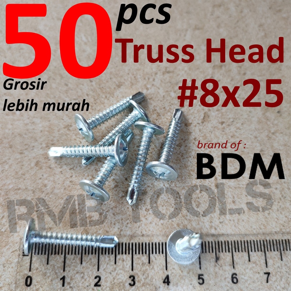 (50pcs) 8x25 Sekrup Roofing Truss Head SDS 8 x 25 mm / Skrup Truss Head SDS 8 x 25