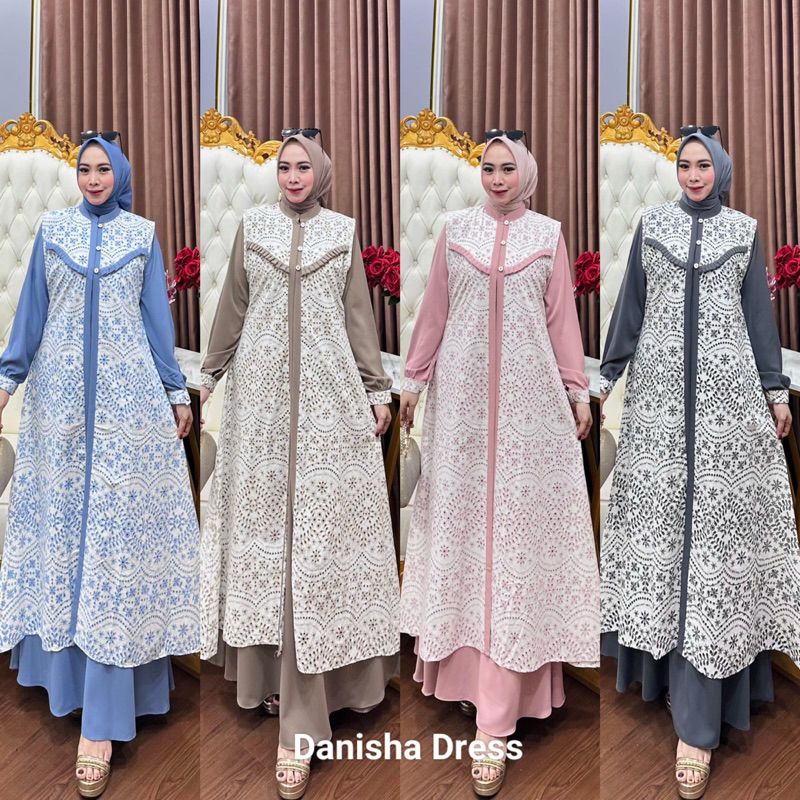 DANISHA DRESS BY JUANA MODE INNER OUTWR EDISI LEBARAN BORKAT MEWAH GAMIS SYARI MEWAH TERBARU GAMIS S