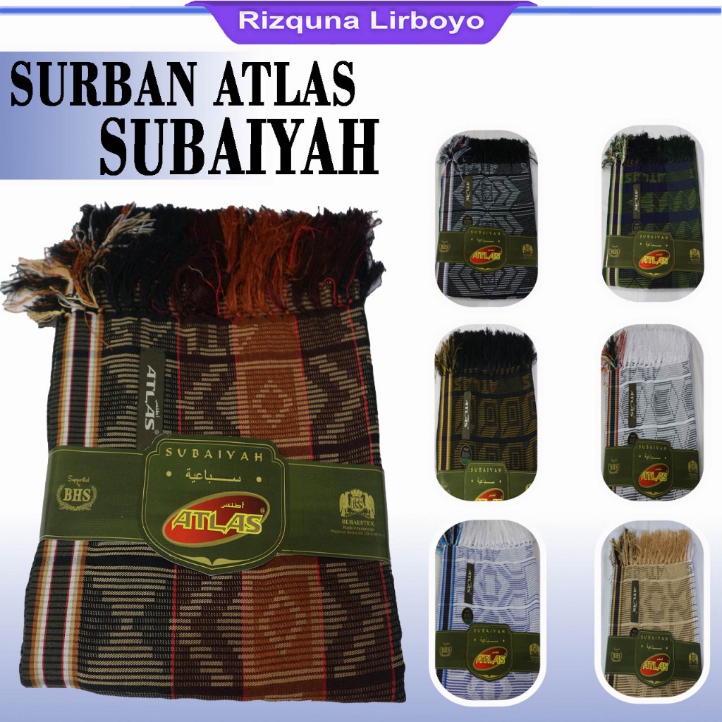 surban ATLAS subaiyah motif BHS sorban kuncir surban atlas original lipat shawl  bhs oleh oleh haji