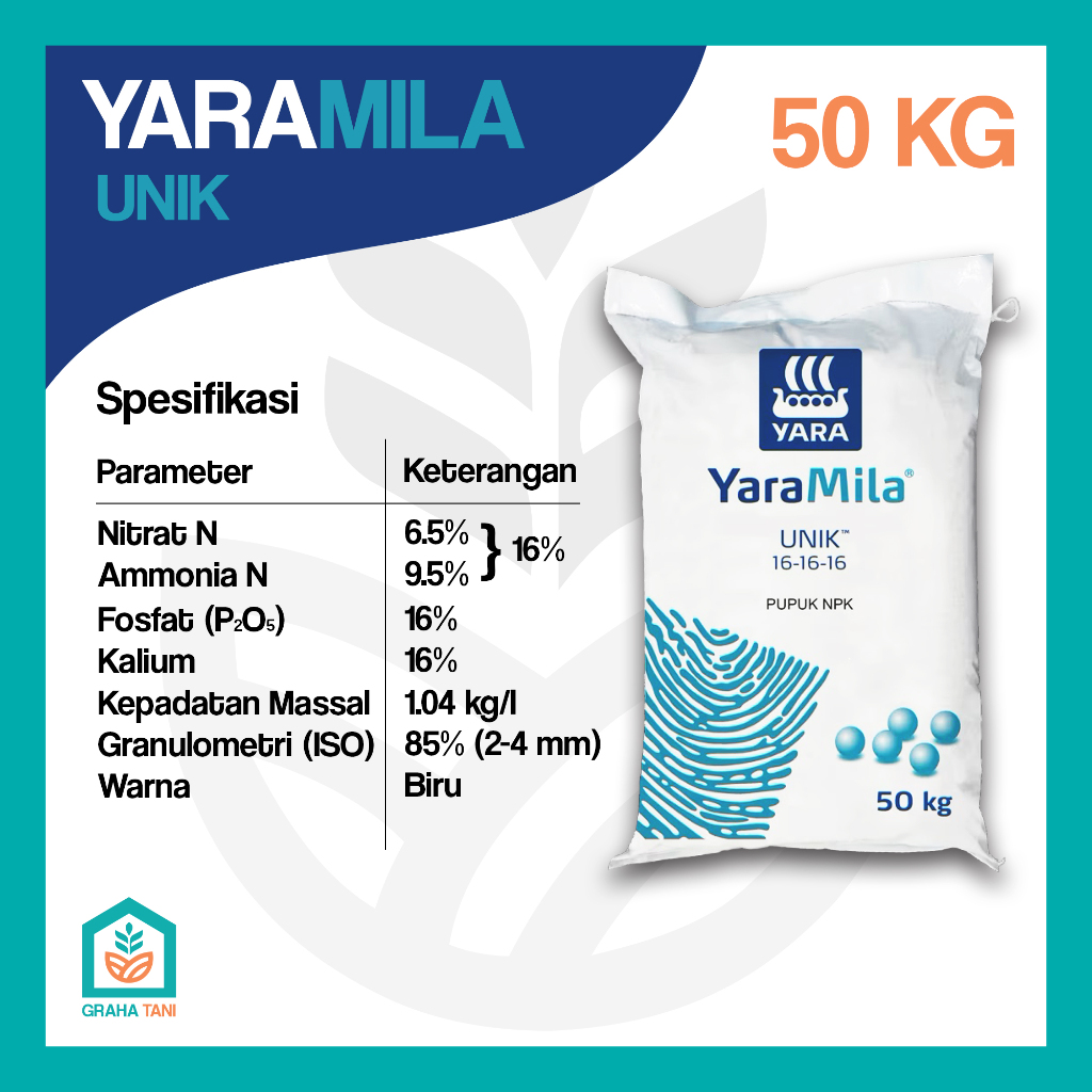 Pupuk NPK YaraMila UNIK 16 16 16 50kg / 50 kg