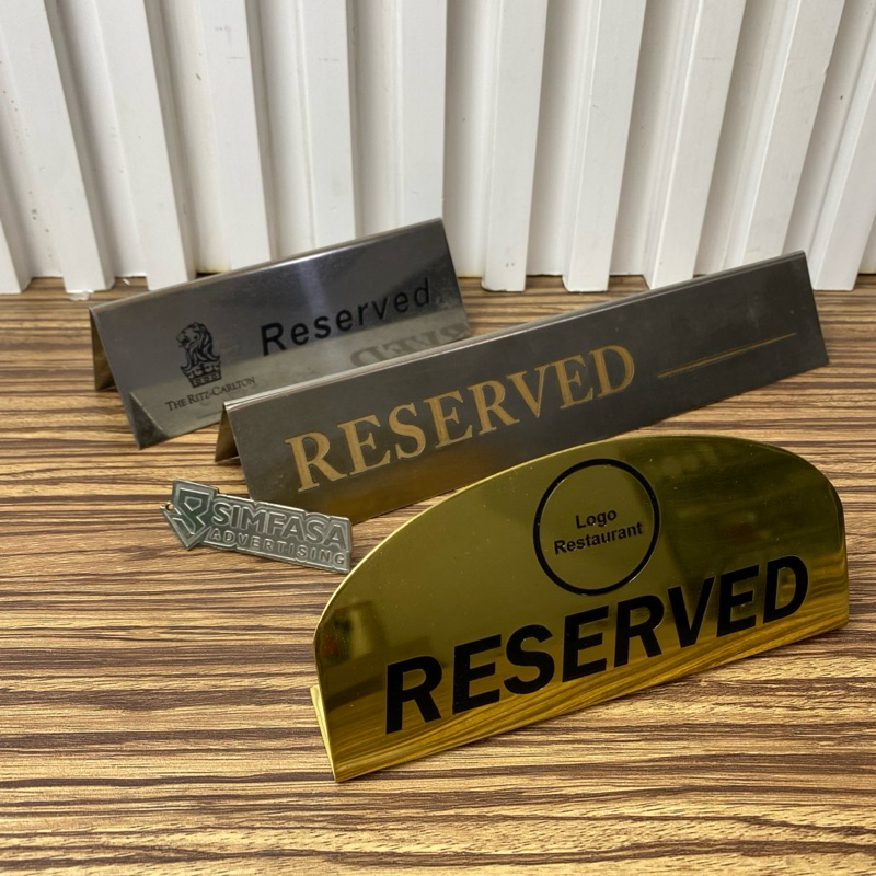 

Custom Nama Meja Reserved Pakai Logo Bahan Plat Kuningan/ Stainless Etching