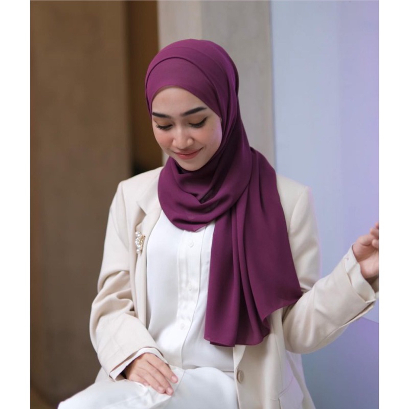 BURGUNDY / SERIES MERAH Pashmina Ceruty Babydoll Premium ( Hijab Pashmina Warna Burgundy, Pashmina B