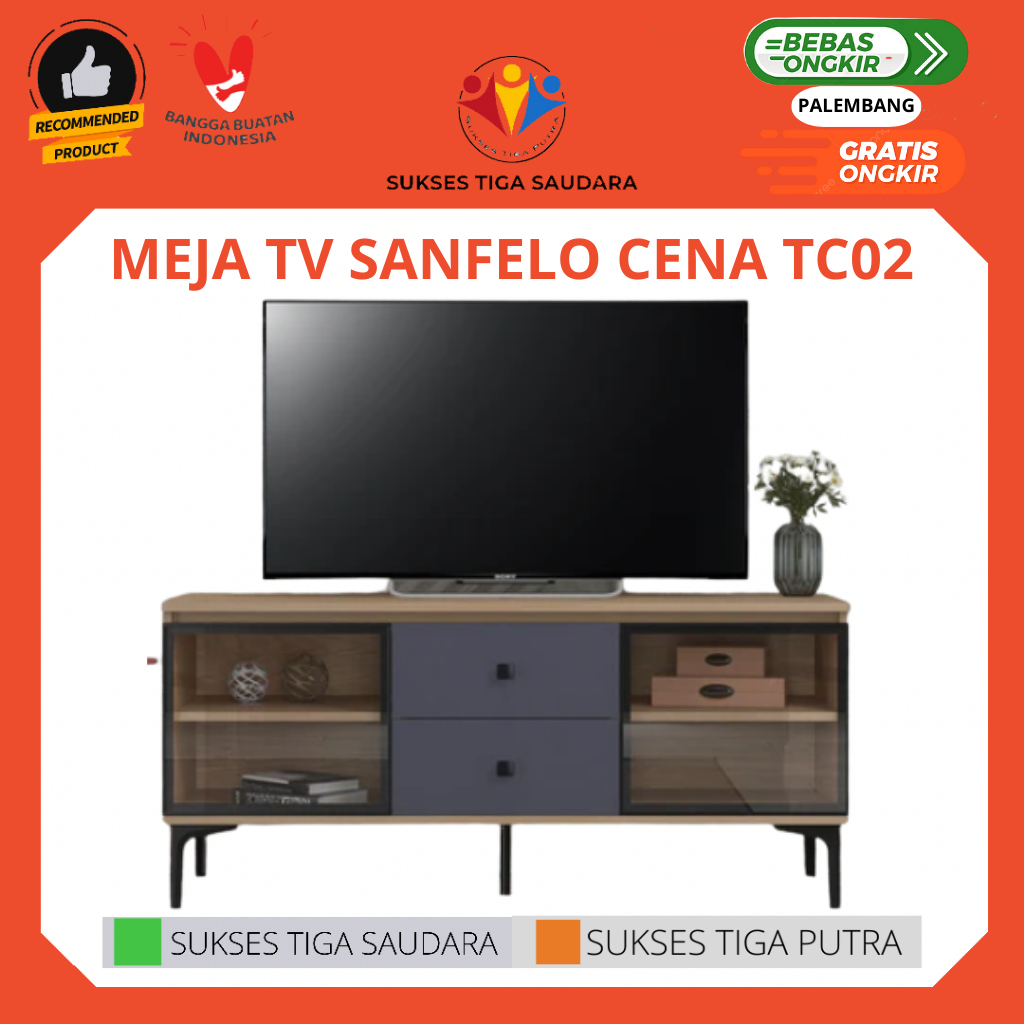 MEJA TV SANFELO CENA TC 02 BUFFET TV RUANG TAMU PREMIUM MEWAH KACA