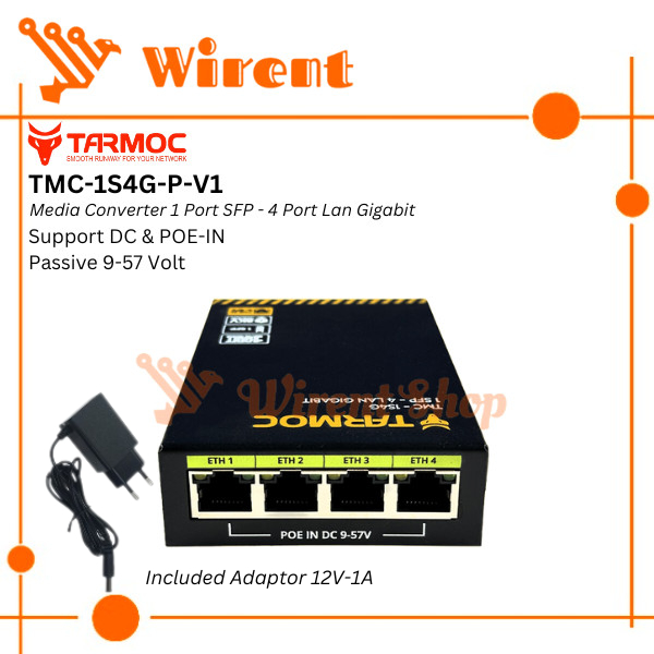 Tarmoc Media Converter FO 1 SFP 4 LAN Gigabit|1SFP 4LAN FO Switch