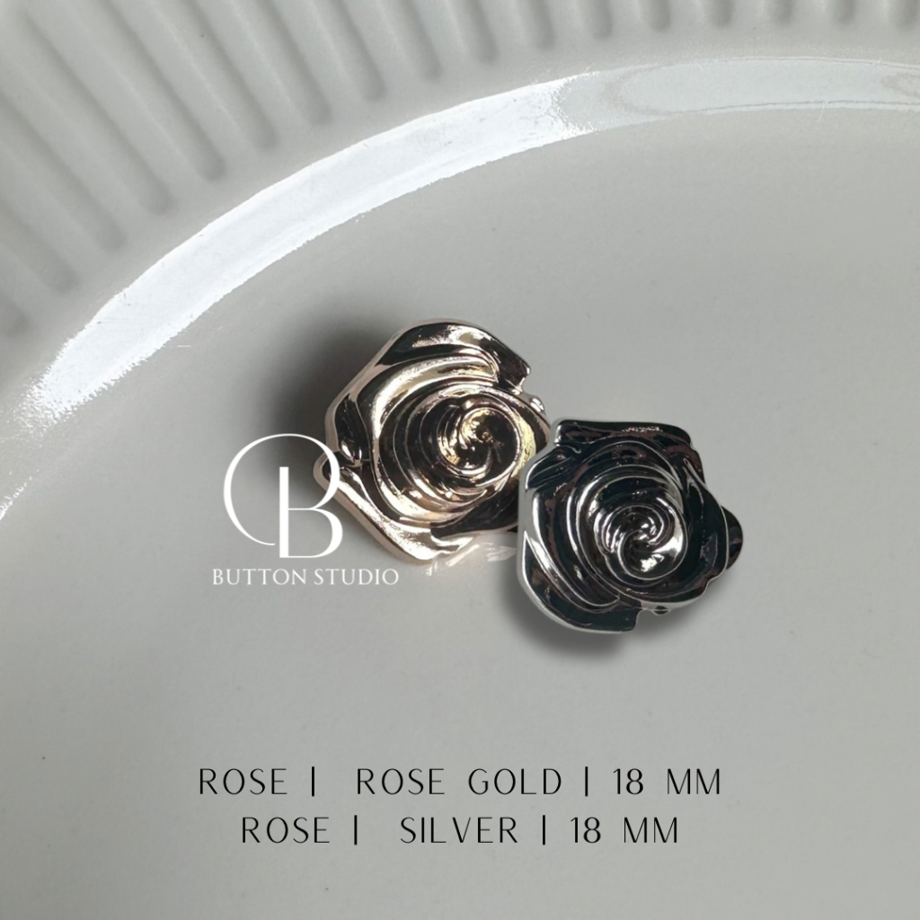 ROSE - Kancing Kander Alloy, Kancing Baju Wanita , Flower Button Aesthetic, Silver, Gold, Rose Gold,
