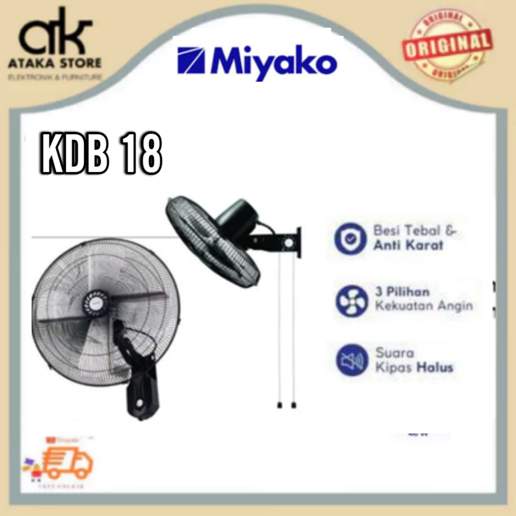 Kipas Miyako Dinding KDB18 Besi Kipas Angin Miyako 18 Inch Wall Fan Miyako