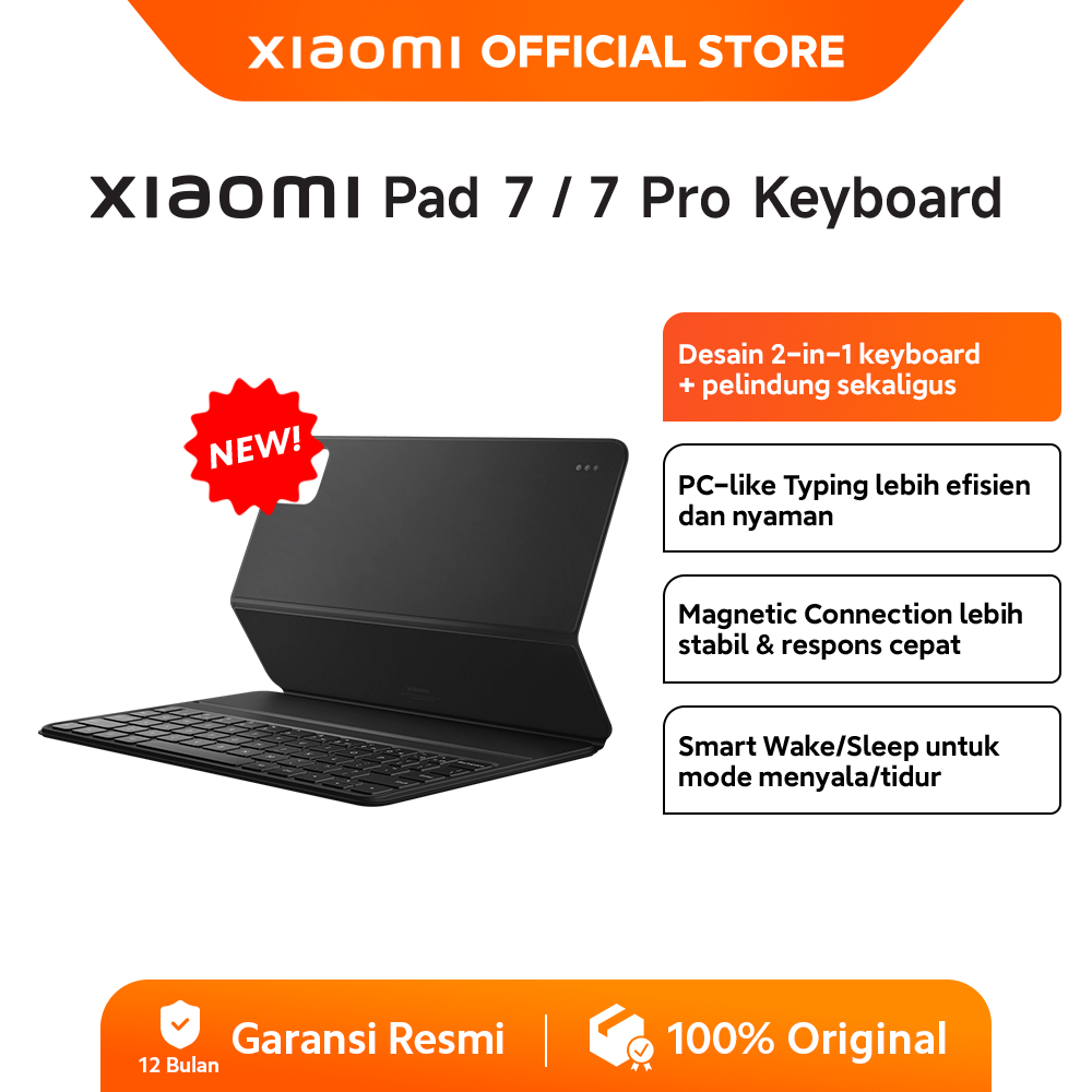 Xiaomi Pad 7/7 Pro Keyboard | Desain 2-in-1 | Magnetic Connection lebih Stabil & Responsif | Kompatibel dengan Xiaomi Pad 7 Pro [Official Store]