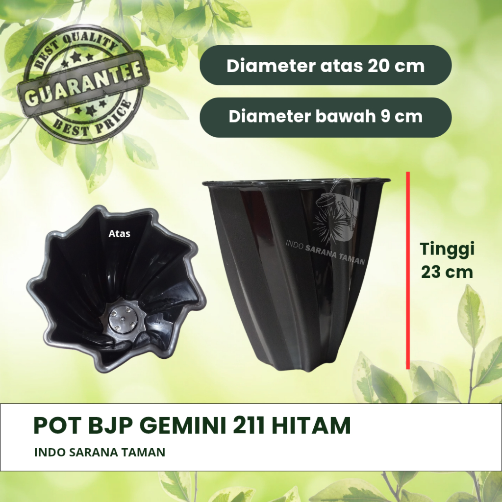 POT GEMINI 211 HITAM Pot Tanaman Pot Plastik Pot Bunga Grosir Pot dan Perlengkapan Taman