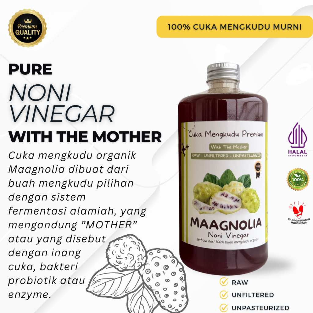 

CUKA MENGKUDU NONI VINEGAR PREMIUM MAAGNOLIA 500 + 250 ml