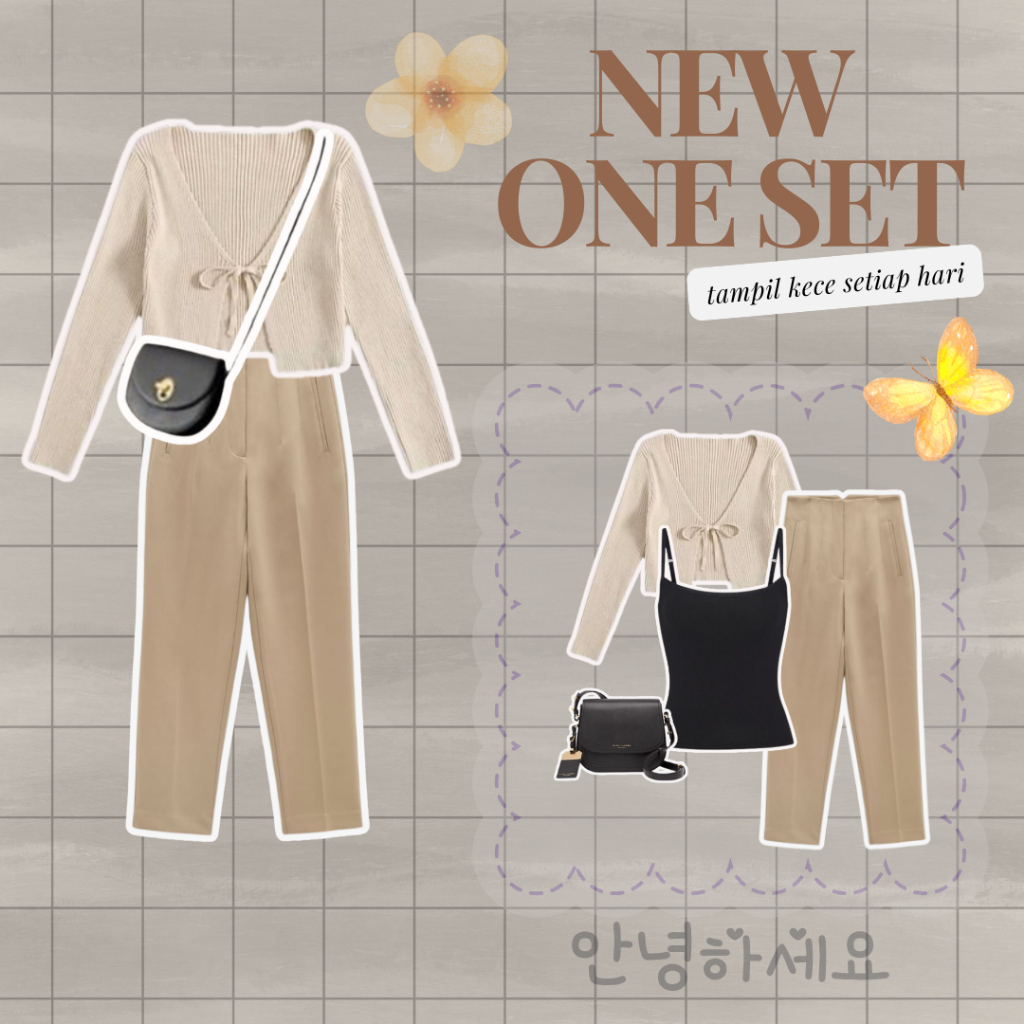 One Set Terbaru|Cardigan Rajut Bolero Rajut+Celana Cutbray +Tengtop Premium|korean style Ootd