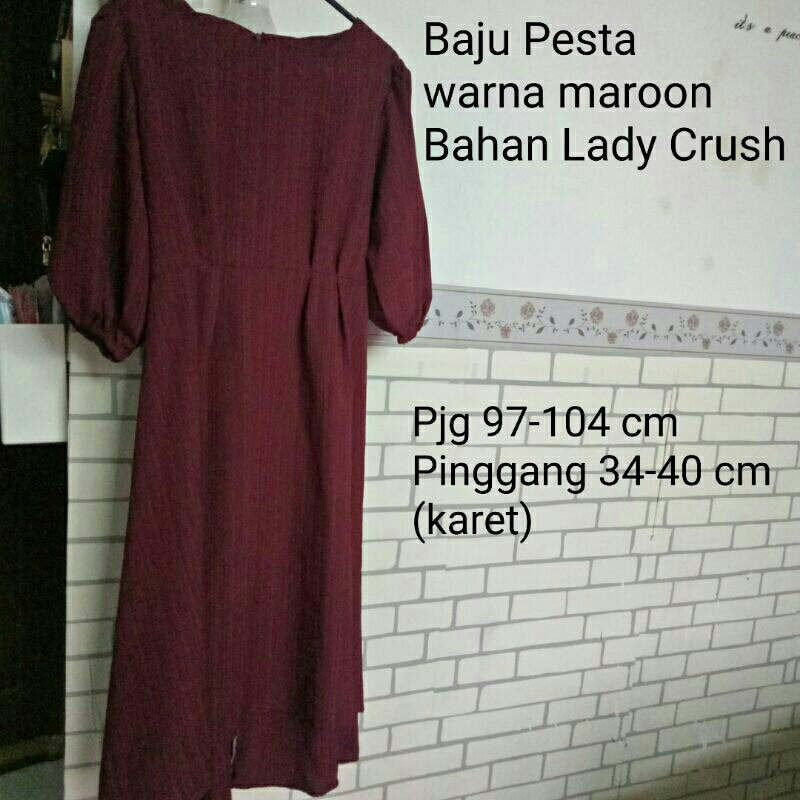 Baju Pesta Dress Warna Merah Maroon Lady Crush