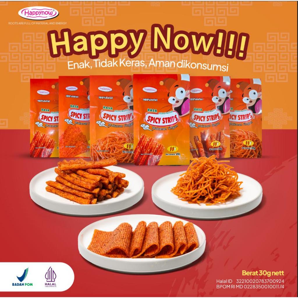

10pc 20gr happy now snack viral spicy sticks enak halal dan BPOM aman dikonsumsi dan bergizi
