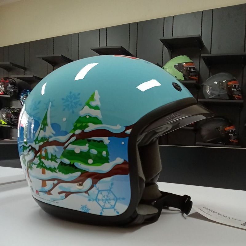 HELM WANITA MDS MAGNUM DORAEMON WINTER BLUE PASTEL (SMOKE)