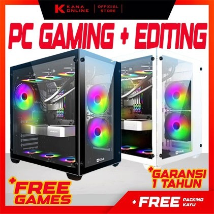 PC GAMING AMD RYZEN 7 5700G RAM 32GB SSD 512GB VGA GTX 1650 4GB MONITOR 32 INC