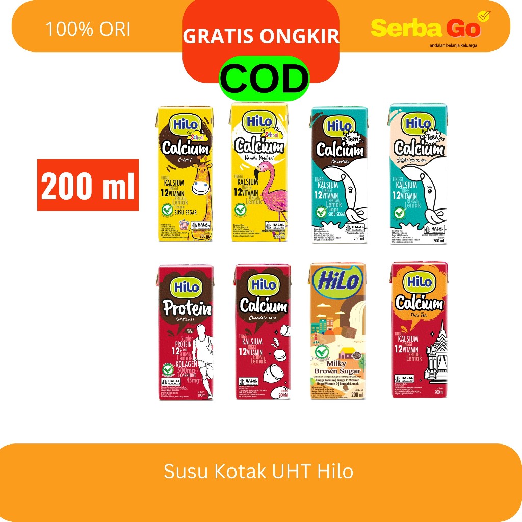 

Susu Kotak Hilo School, Teen & Calcium 200ml,190ml