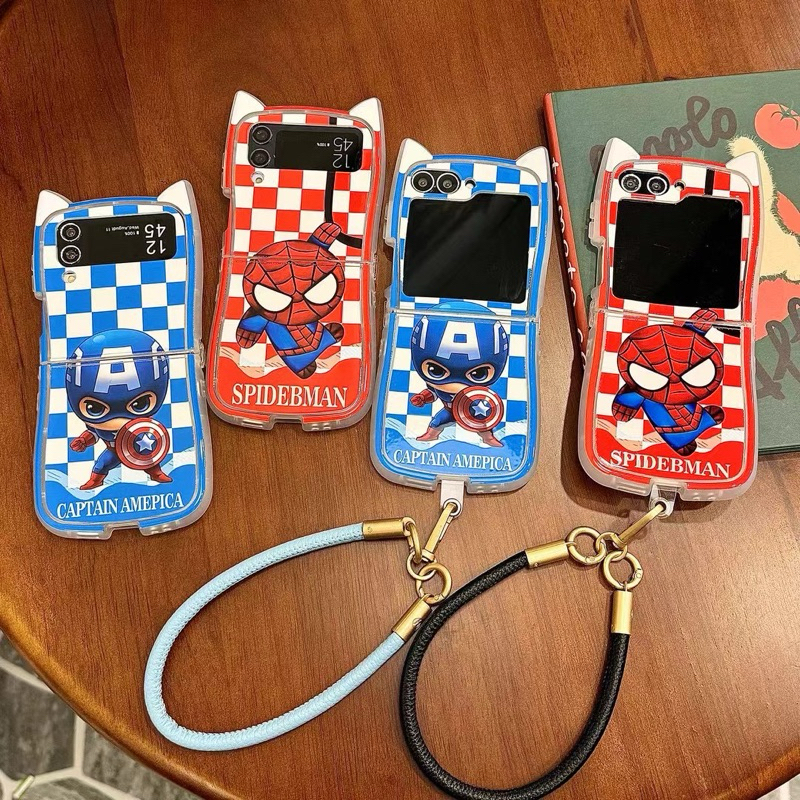 Cute Case Zflip New Spiderman Captain America Kapten Amerika Marvel Hero With Chain Tali Pelindung H