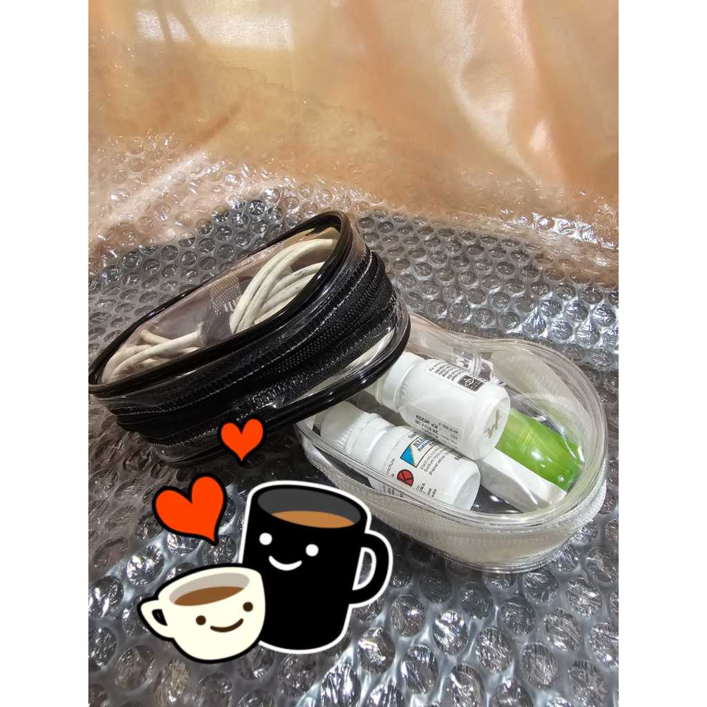 TAS MINI POUCH MINI BAHAN PVC RESLETING OVAL BULAT KUAT BENING MURAH KEYCHAIN KOTAK PENYIMPANAN KABE