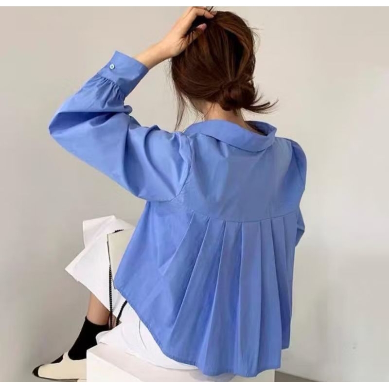 PRELOVED KEMEJA LIPAT BELAKANG BABY BLUE