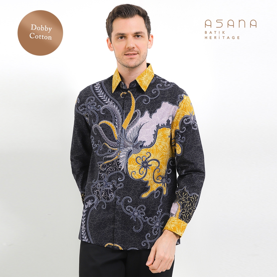 Kemeja Asana Batik Lengan Panjang Jeru - Gold