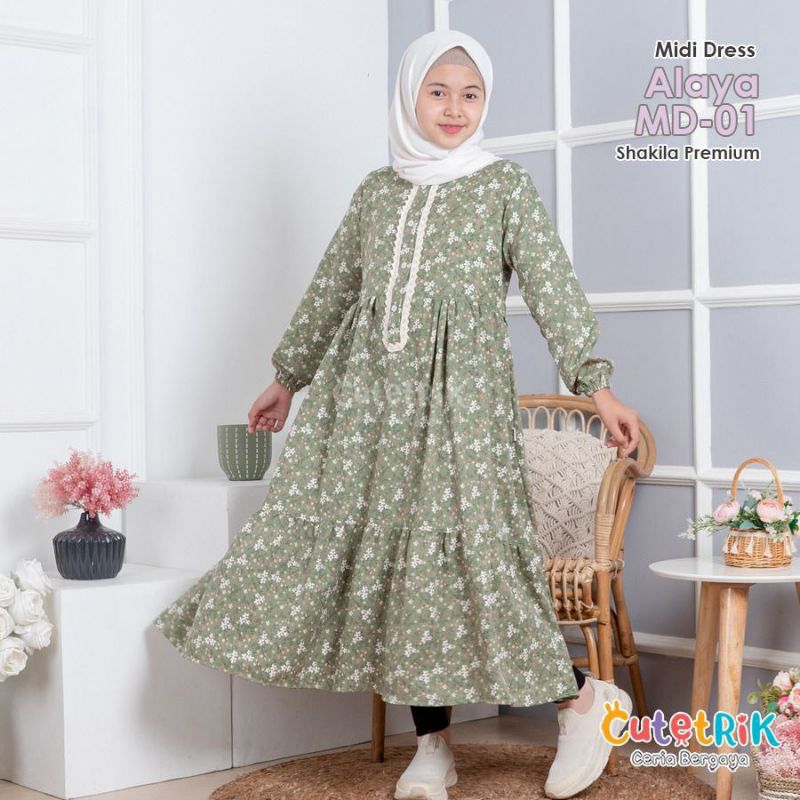 SALE CUTETRIK - DRESS BAJU MUSLIM GAMIS ANAK CEWEK PEREMPUAN ZEVA MODEL KEKINIAN TRENDI TERBARU ANAK