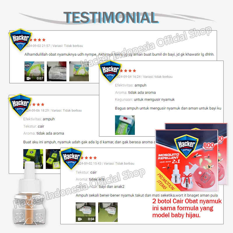 ( Alat+2 Refil ) Hacker Set Obat Nyamuk Elektrik Liquid / Anti Nyamuk Aman Untuk Bayi