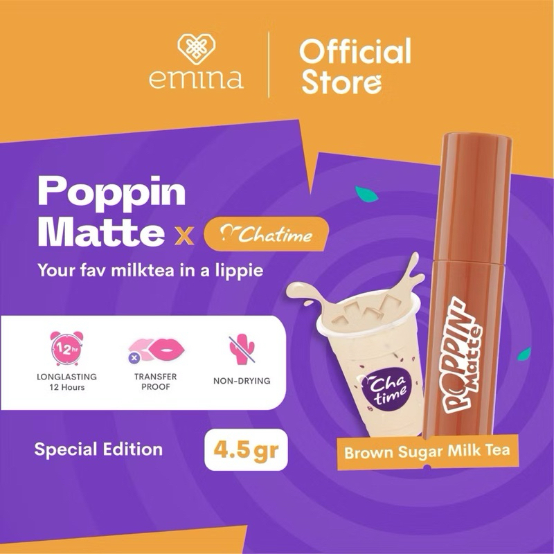 RB Emina Poppin' Matte X Chatime 13 Brown Sugar Milk Tea