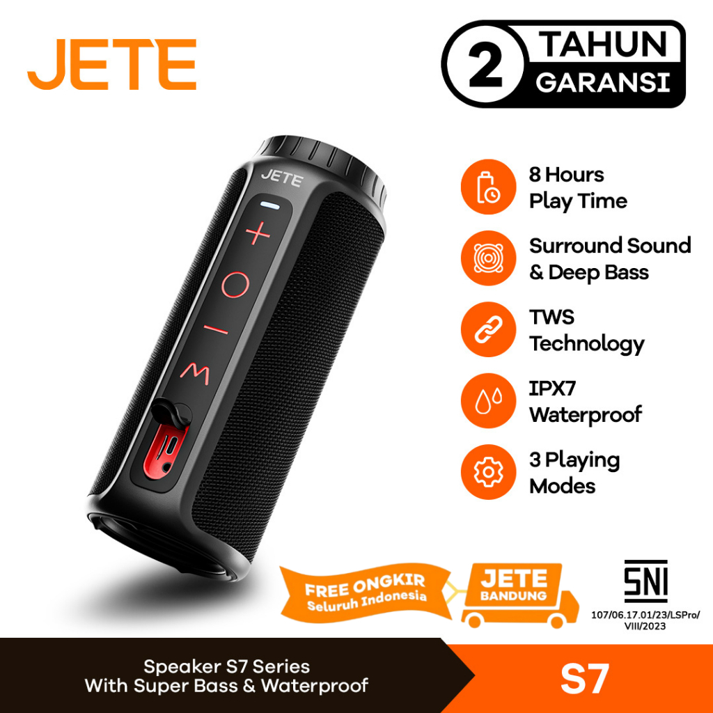JETE S7 Speaker Bluetooth Portable IPX7 Waterproof | Speaker TWS - Garansi 2 Tahun