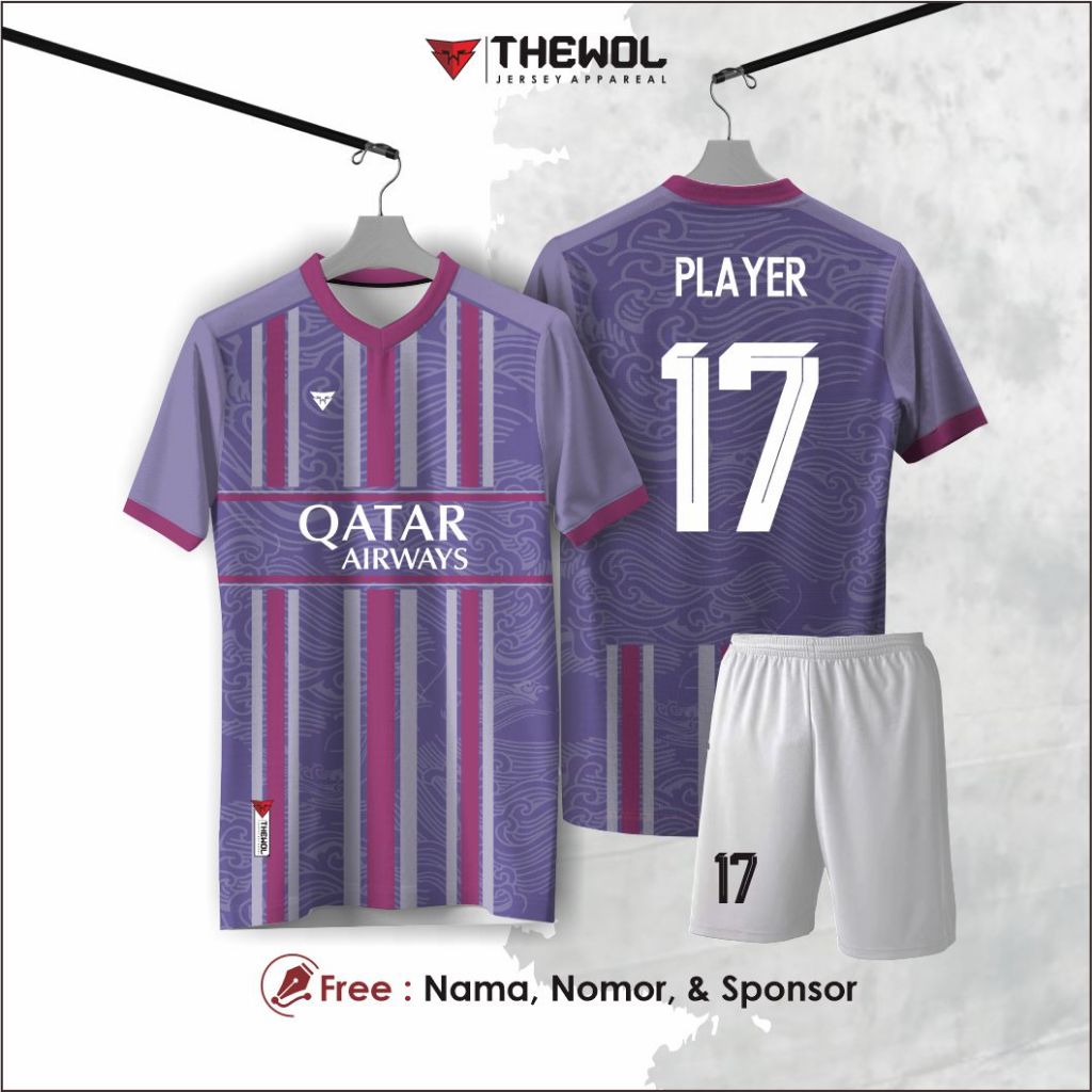 jersey bola futsal retro vintage ungu putih custom murah