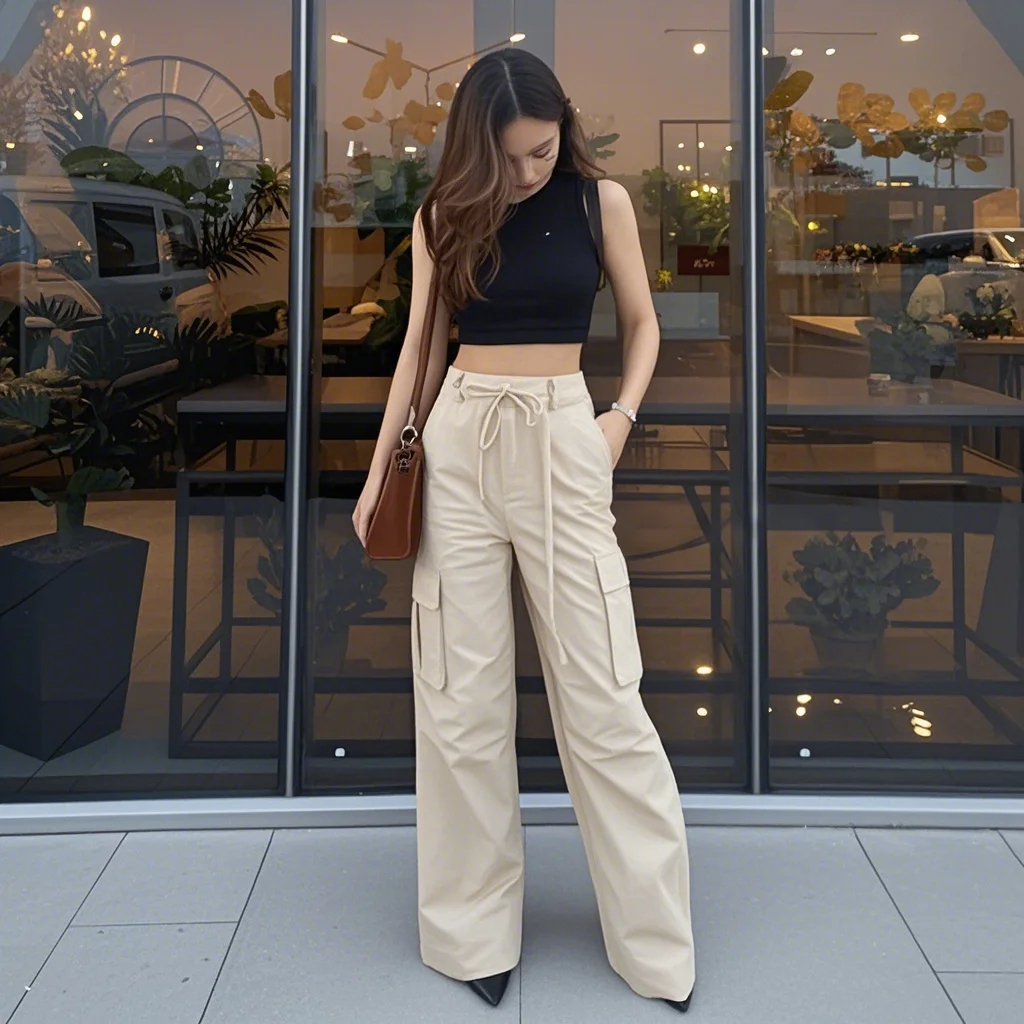 QH NEW JESSIE CARGO PANTS PREMIUM / CELANA CARGO SERUT WANITA /BAGGY CARGO PANTS OVERSIZE