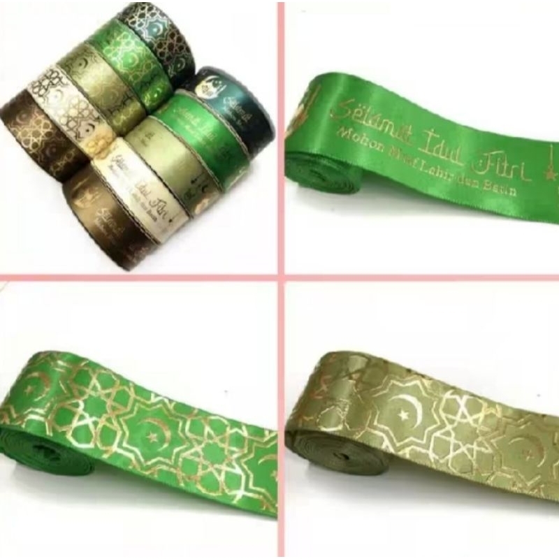 

1YARD - PITA SATIN PREMIUM TULISAN IDUL FITRI / PITA LEBARAN / PITA IDUL FITRI SABLON EMAS TIMBUL