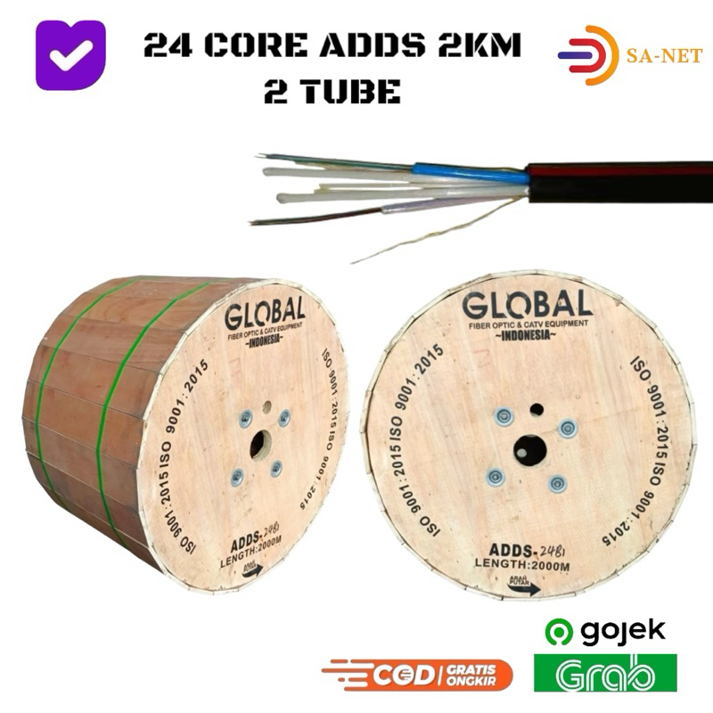 GLOBAL 24 CORE ADDS 2KM 4KM - KABEL FO FIBER OPTIK KHUSUS JALUR SUTET 24 CORE ADSS  2000 METER