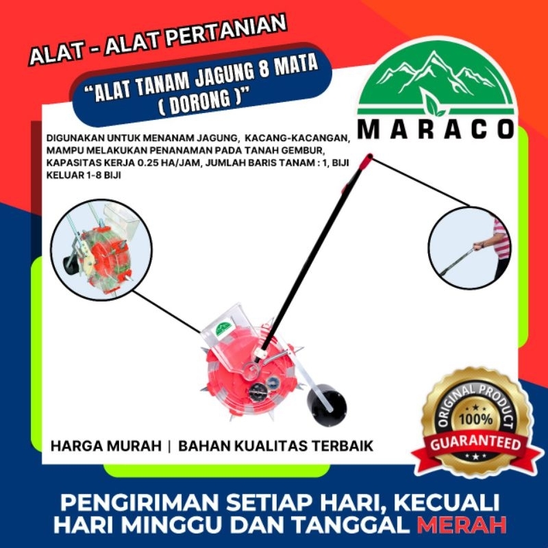 ALAT TANAM JAGUNG PADI KEDELAI DORONG-MARACO 8 MATA ( DORONG ) (alat tanam Benih)