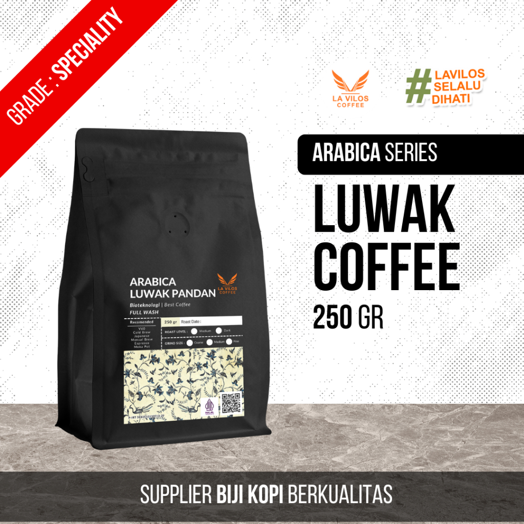 

LA VILOS - Arabica Luwak Coffee / Kopi Luwak Arabika 100% - 250gr