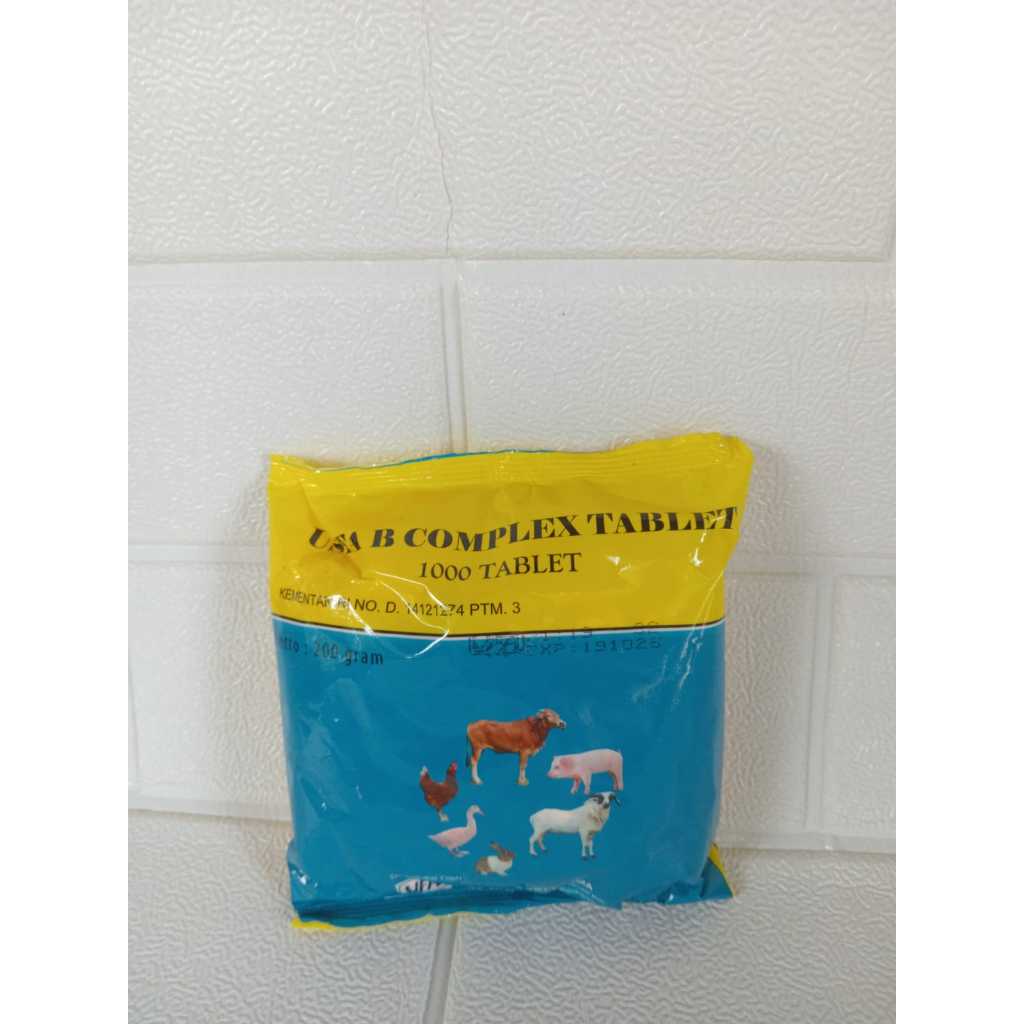 Vitamin B Komplek 1000 Tablet untuk Pertumbuhan dan penggemukan sapi & kambing USFA B complex