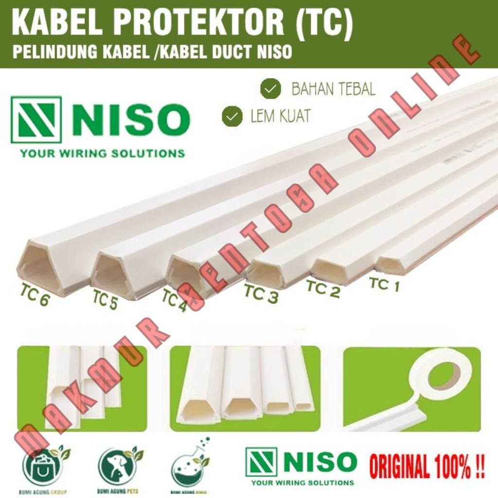 Cable Duct NISO Kabel Protektor /Kabel Dak Ducting TC1 TC2 TC3 TC4 TC5 TC6 Pelindung Kabel