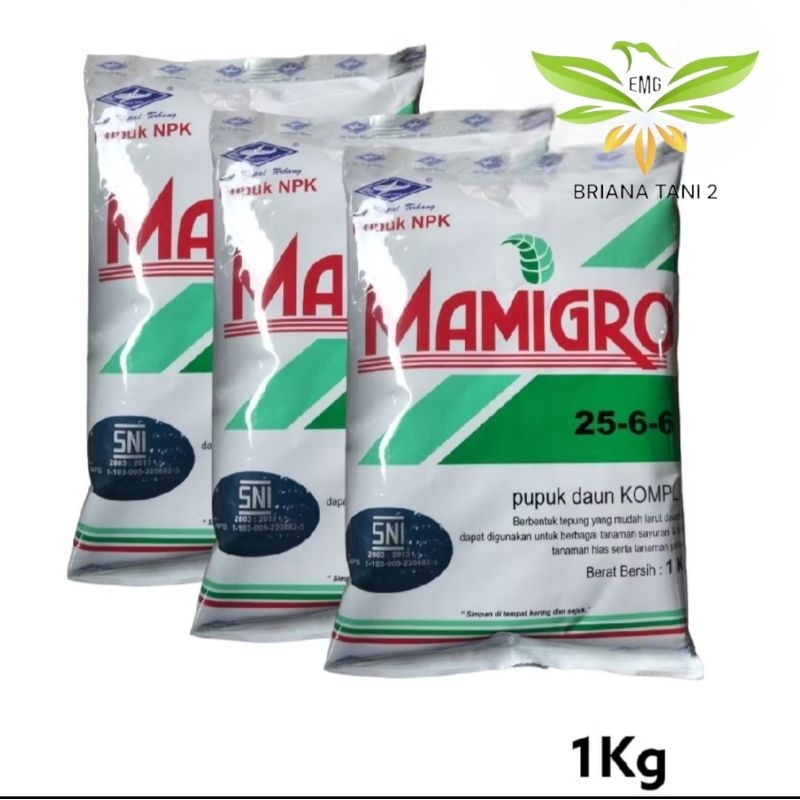 Pupuk NPK MAMIGRO Hijau 25+6+6 1KG Super N Pupuk Daun Tanaman
