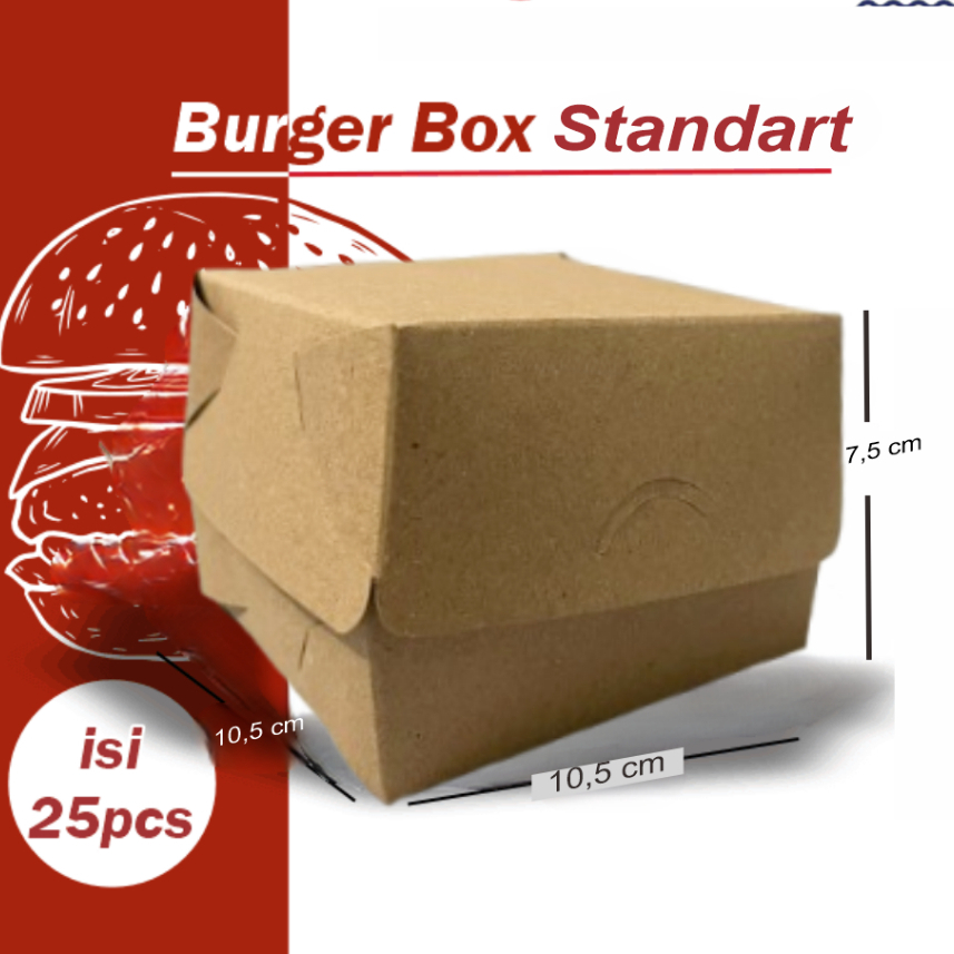 

Box Burger Box Standar Kraft Coklat Dus Burger Kotak Burger Isi 25Pcs Kraft Polos hemat Burger Kue