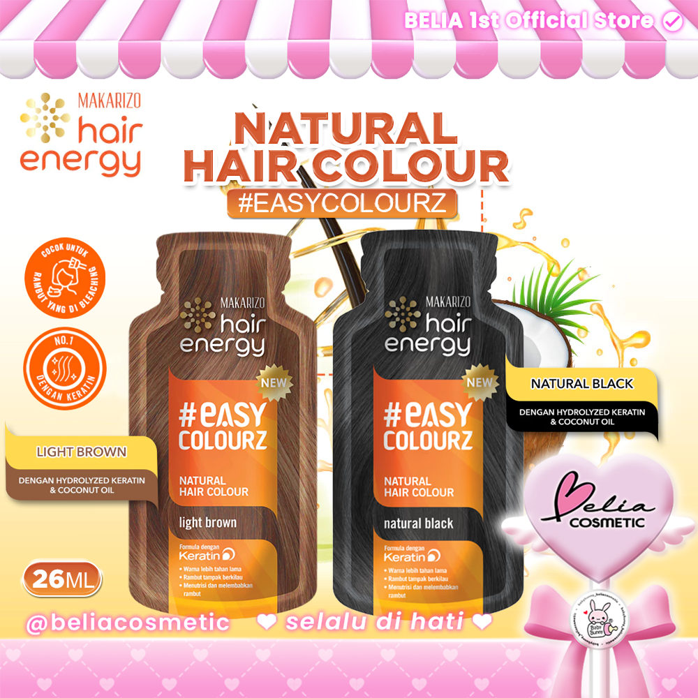 ❤ BELIA ❤ MAKARIZO Hair Energy Easy Colourz 26 mL | Light Brown | Natural Black | Pewarna Rambut