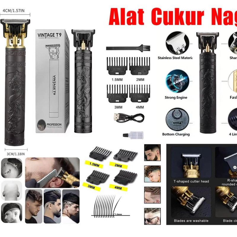 Alat Cukur Naga Elektrik Cukuran Rambut Kumis Jenggot Elektrik Mesin Cukur Profesional Hair Clipper