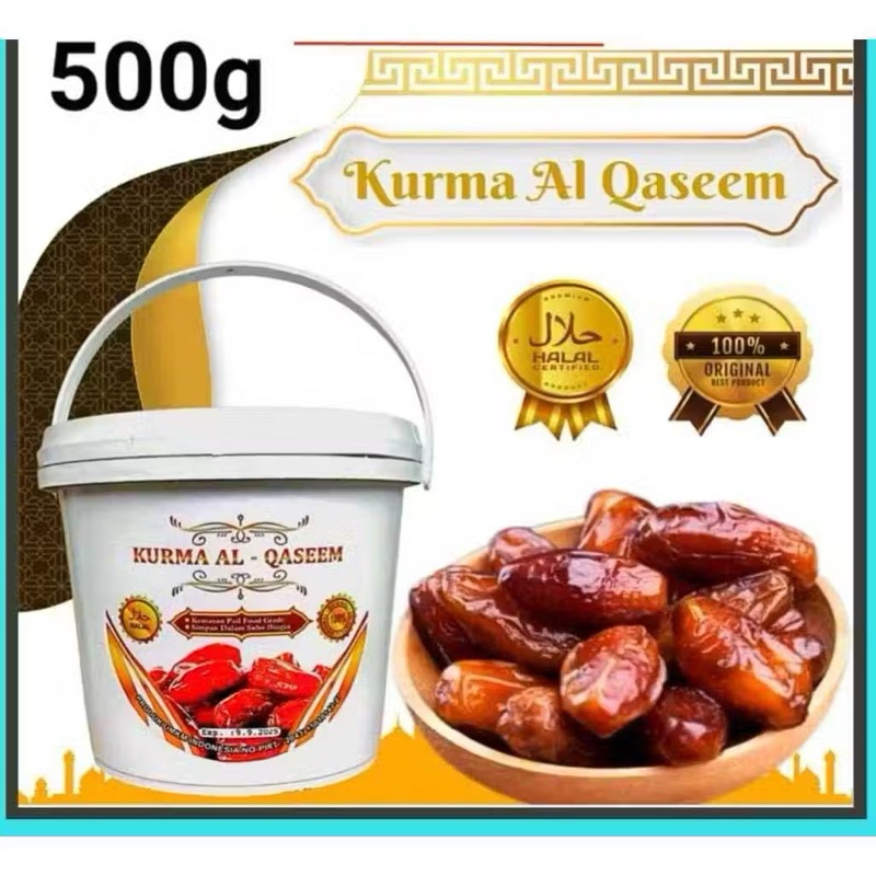 

Kurma AL-QASEEM 500gr Kurma Premium Al Qassim Kemasan Ember - Arab Saudi