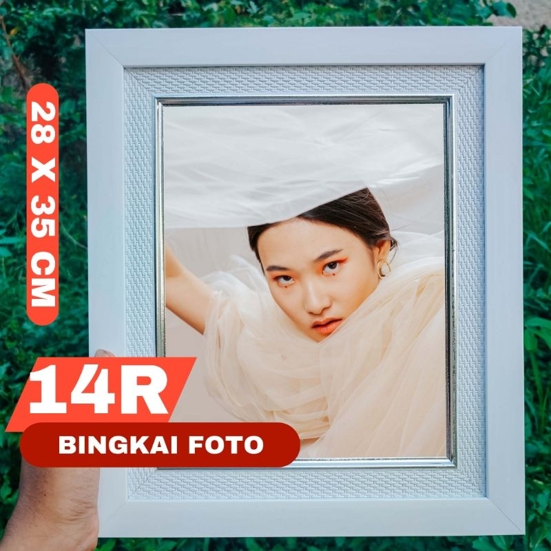 PROMO BINGKAI 14R 28 X 35 / BINGKAI 14R MINIMALIS PUTIH + LINE / FRAME FIGURA 14R WARNA MINIMALIS PU