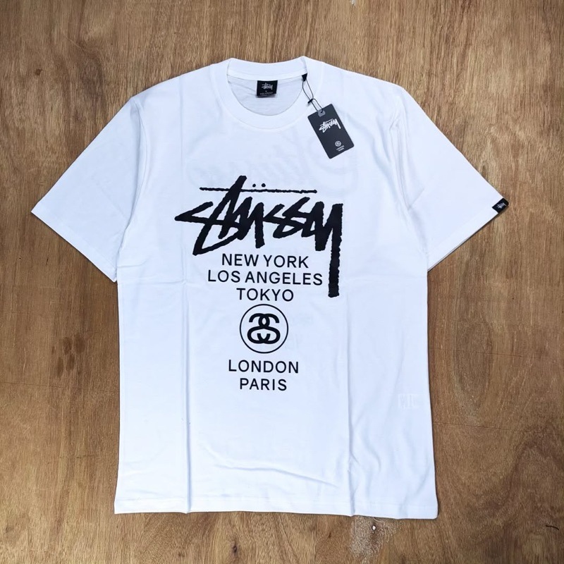 Kaos T-shirt oversize stussy world tour london tees bestseller